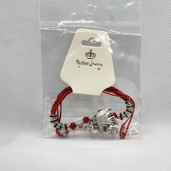 NEW Fashion Jewelry 3 Elephant RED String Bracelet - Picture 1 of 3